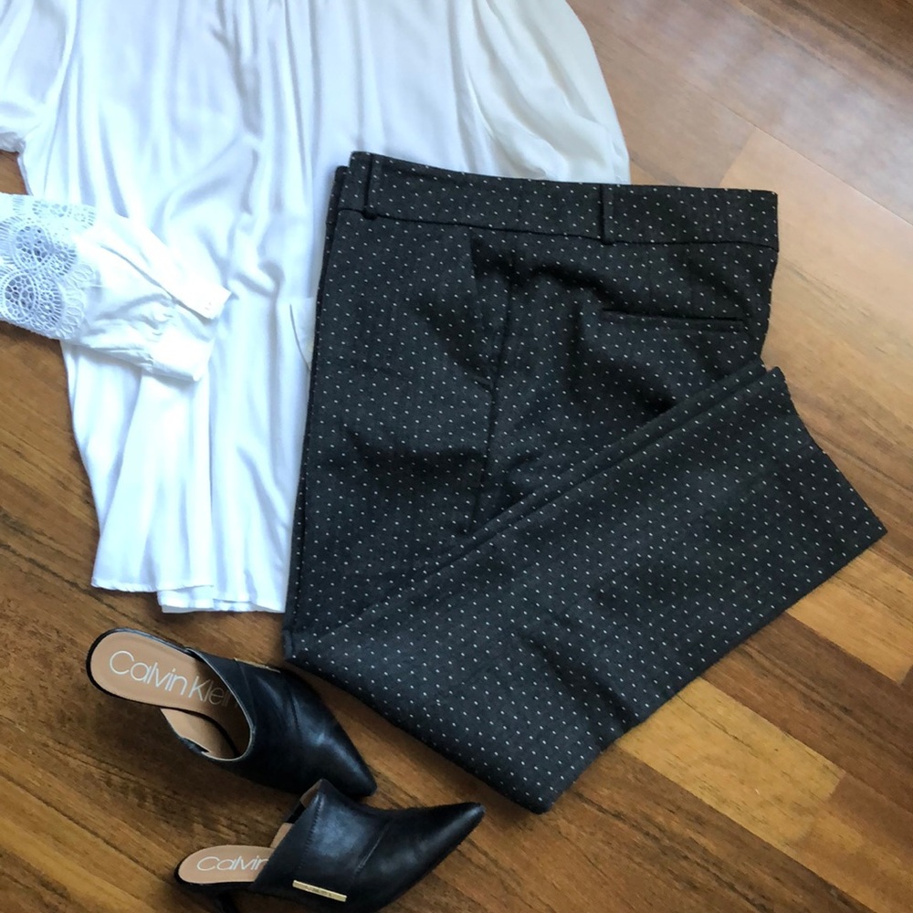 LOFT Julie Skinny Fit Grey Swiss Dot Pants